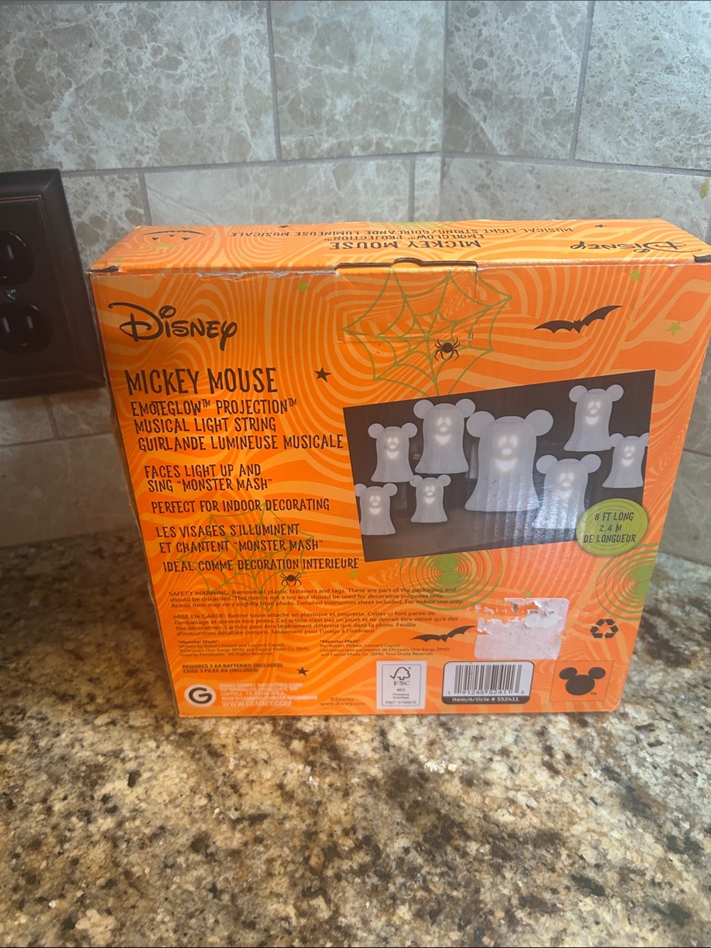 Disney Mickey Mouse Ghost Emoteglow String Lights/White & Orange, NIB - Picture 5 of 5